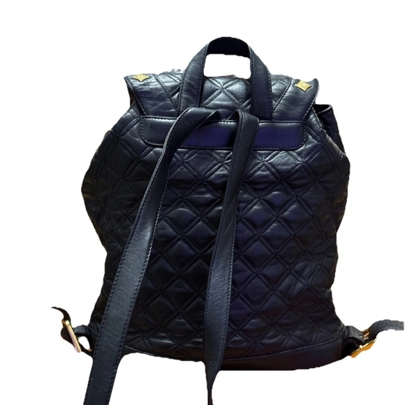 MCM Black Quilted Backpack with Gold Accents main image 6